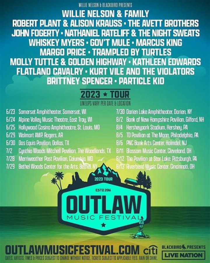 2023 Outlaw Music Festival Tour Willie Nelson Announces Dates, Lineup