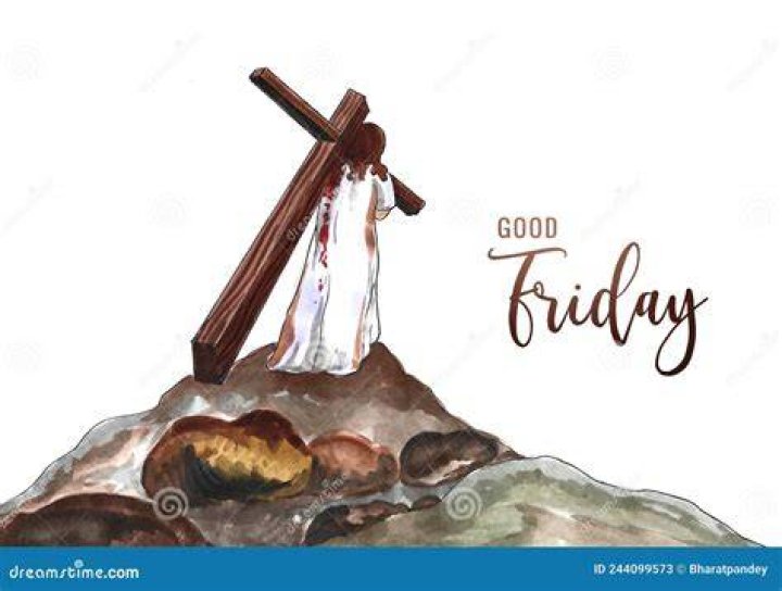 Hand drawn good friday blessings with jesus carrying cross watercolor