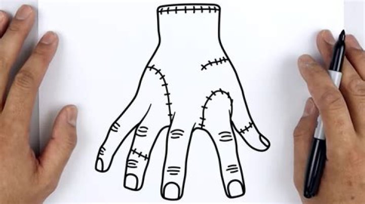 How to draw Thing from Addams Family Thing Netflix Wednesesday step