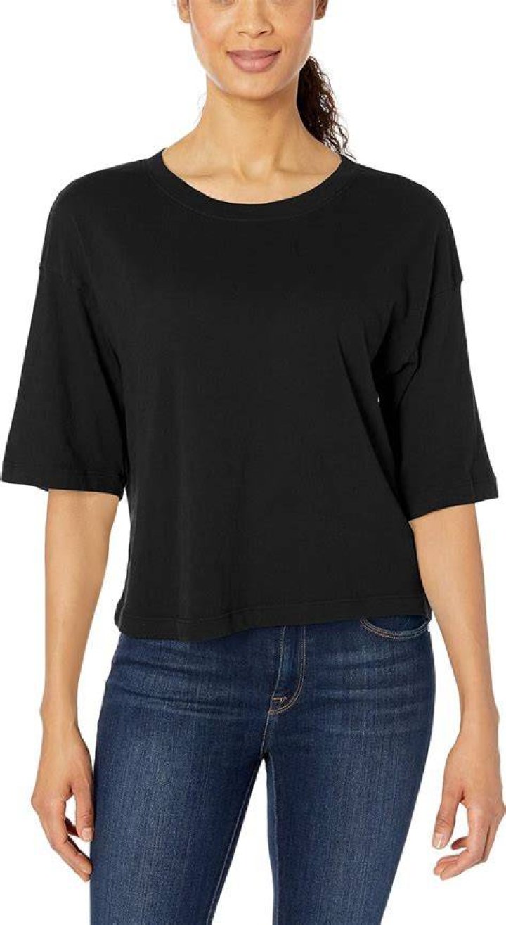 Michael Stars Damen Leona Column Sleeve Tee TShirt, schwarz, Mittel