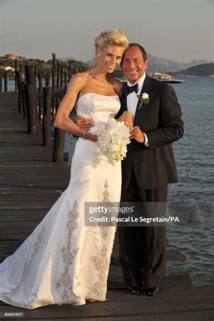Singer Paul Anka and Anna Anka pose during their wedding at Hotel