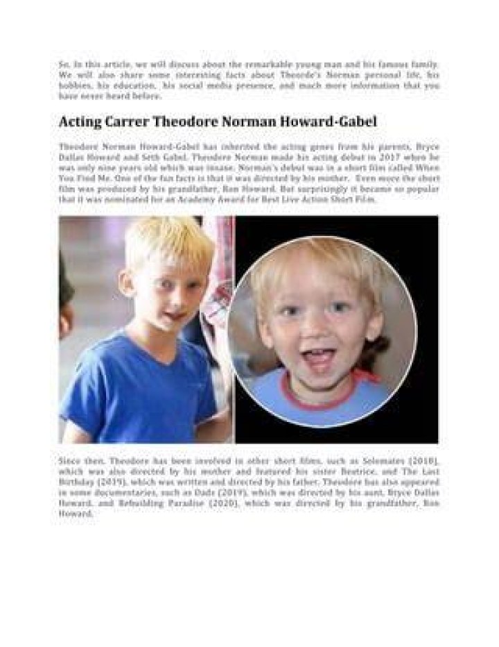 Theodore Norman HowardGabel Growing up in a Talented Family of
